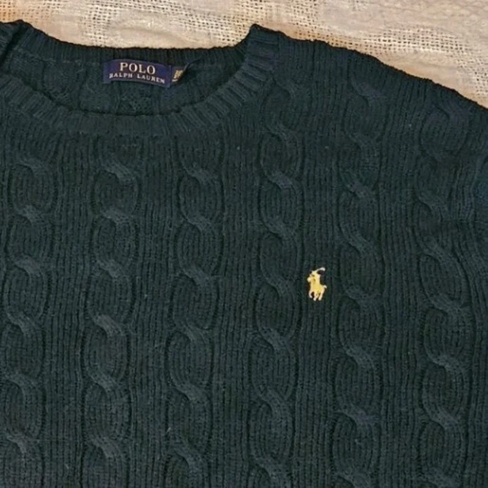 Polo Ralph Lauren Mens 2XLT Hunter Green Cable Knit Cotton Crewneck Sweater Tall